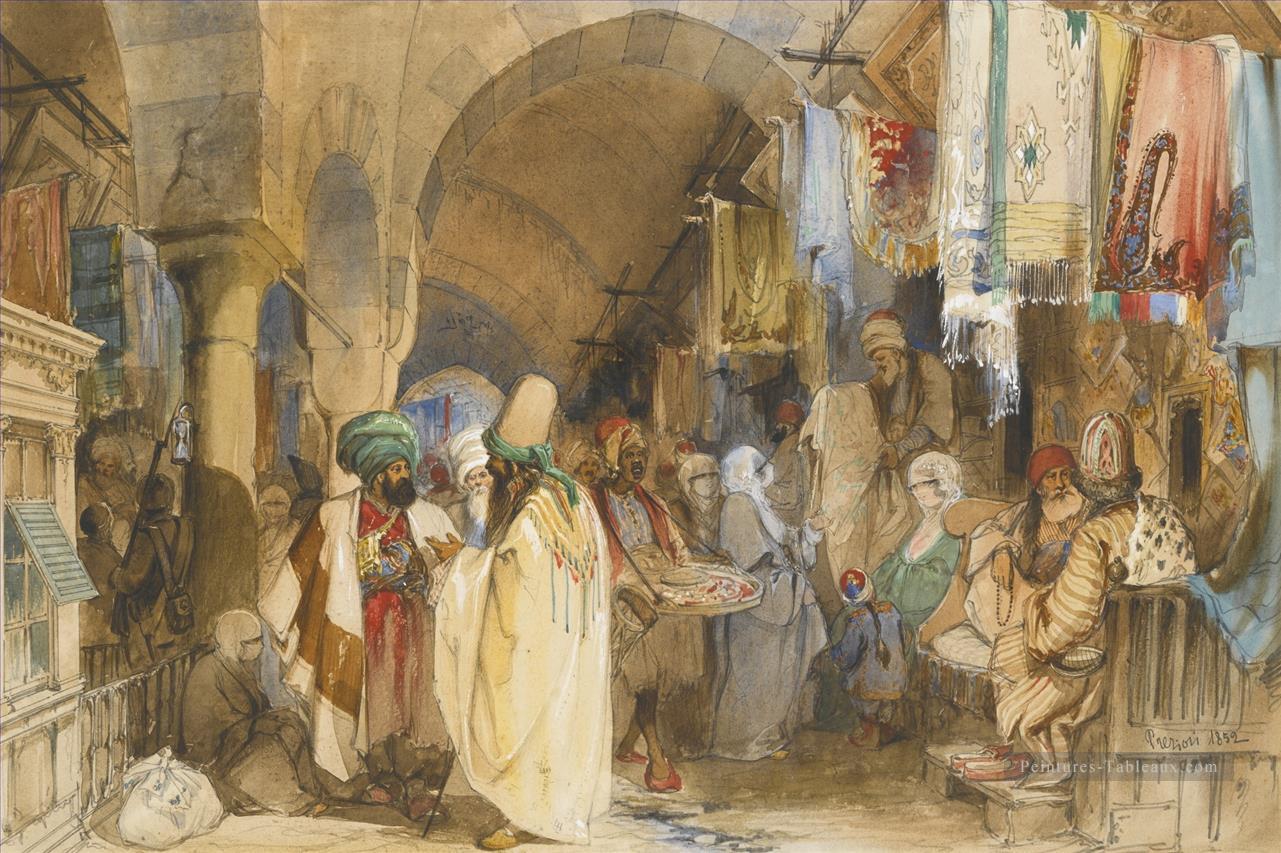 LE GRAND Bazar CONSTANTINOPLE Amadeo Preziosi romanticisme néoclassicisme Peintures à l'huile